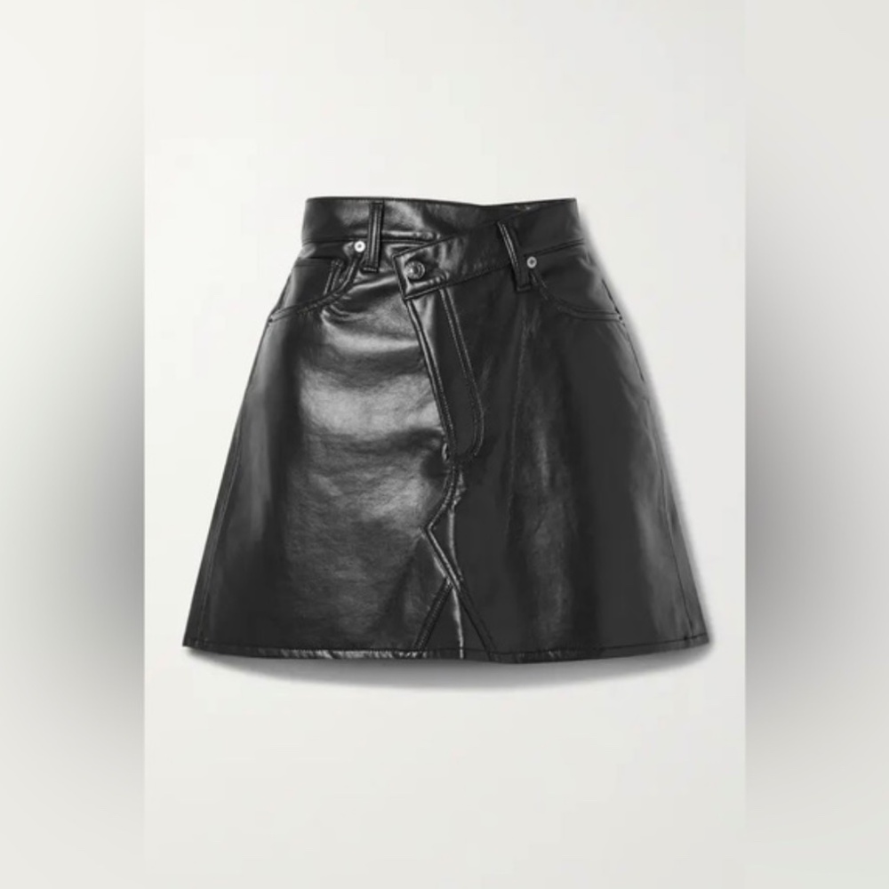 Agolde Asymmetrical Leather Skirt